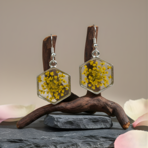 Yellow Wildflower Hex Earrings