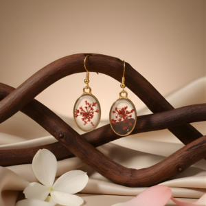 Rustic Rose Oval Earrings